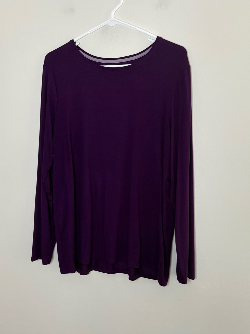 Chicos The Ultimate Tee Womenโs Large Purple Long Sleeve Top Fall Cottage Fairy